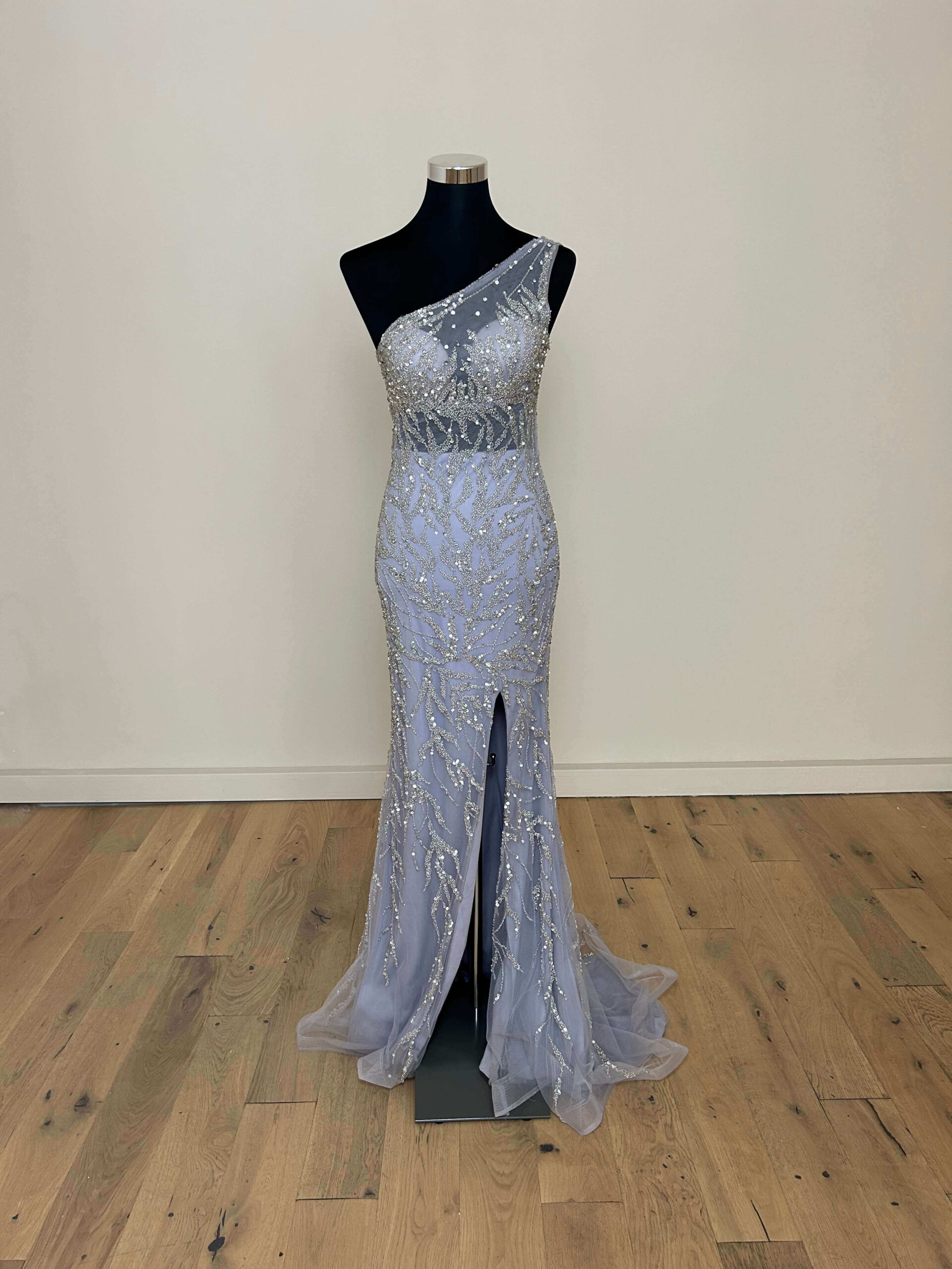 Robe de soirée asymétrique à paillettes couleur Lila